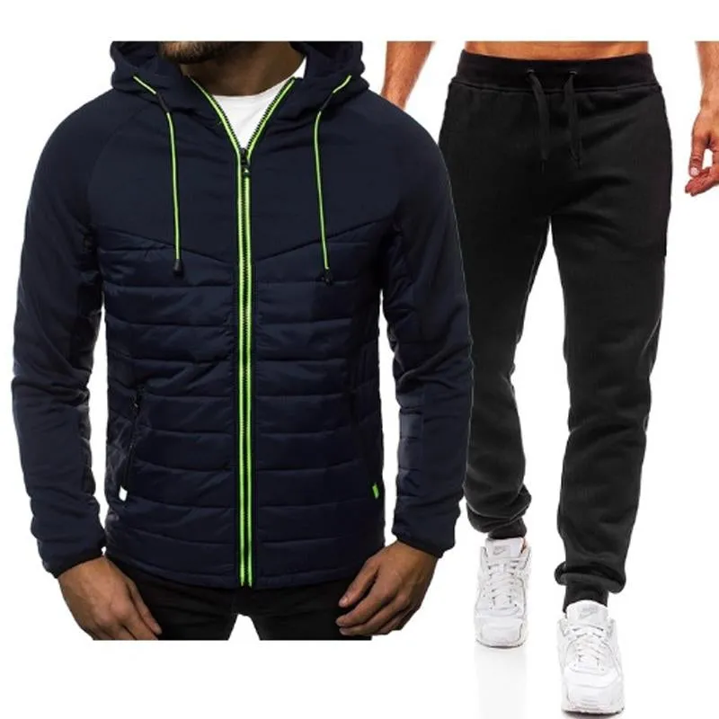 Men's Color Block Hooded Sweatshirt And Trousers Two-piece Set 33767945U sold by Manly product image thumbnail 5