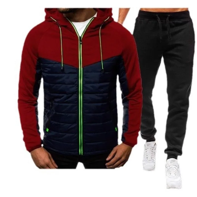Men's Color Block Hooded Sweatshirt And Trousers Two-piece Set 33767945U sold by Manly product image thumbnail 4