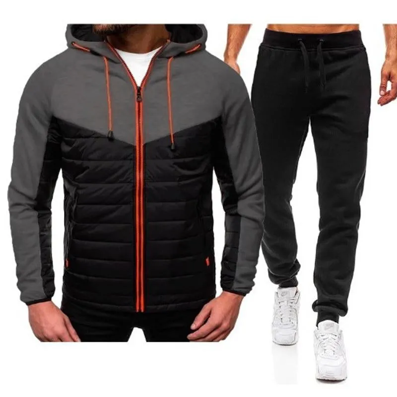 Men's Color Block Hooded Sweatshirt And Trousers Two-piece Set 33767945U sold by Manly product image thumbnail 3