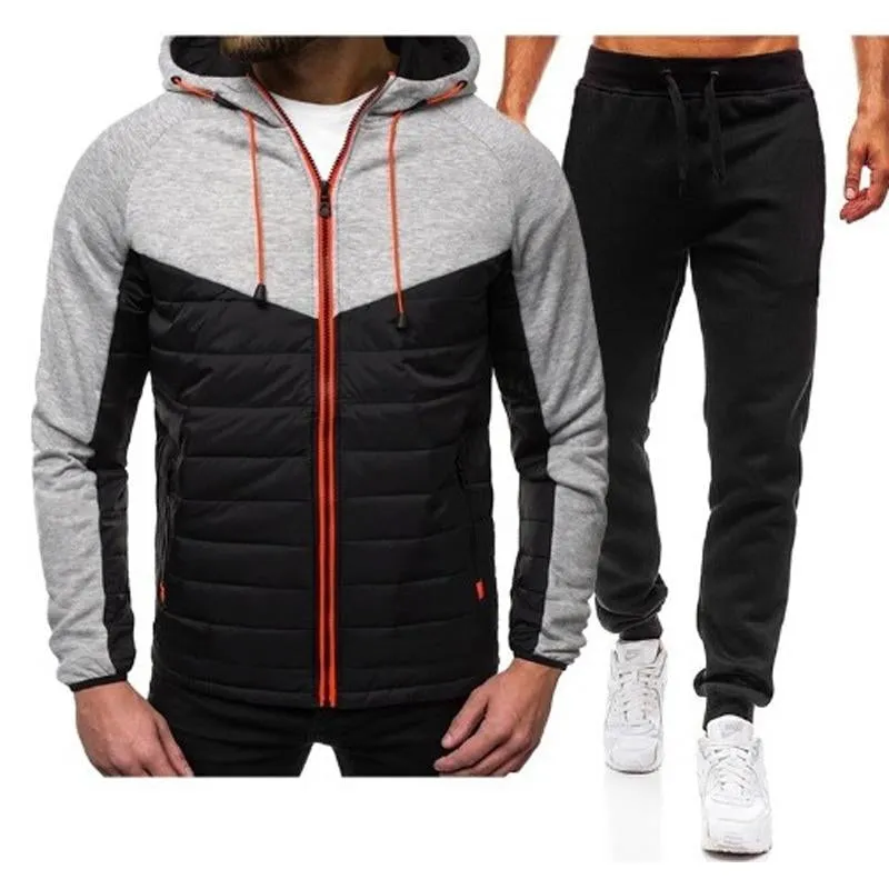 Men's Color Block Hooded Sweatshirt And Trousers Two-piece Set 33767945U sold by Manly product image thumbnail 2