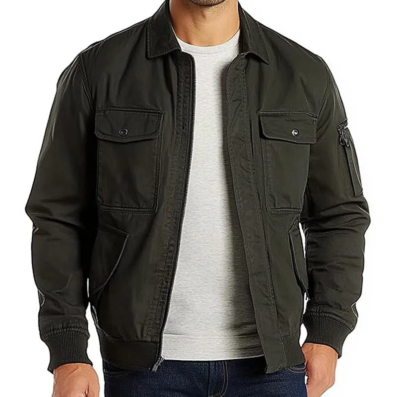 Men's Army Green Solid Multi-Pocket Jacket 21139193U sold by Manly product image thumbnail 2