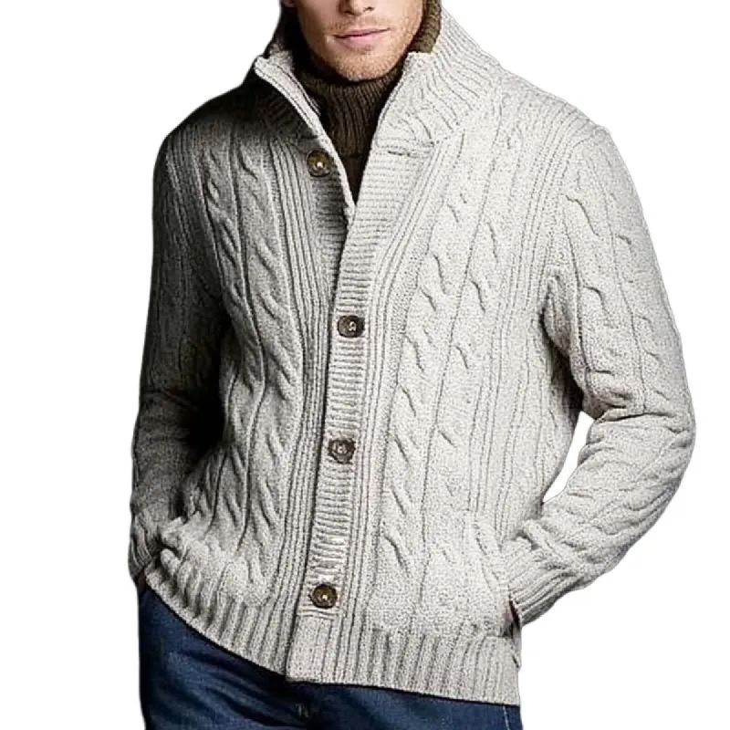 Men's Stylish Casual Stand Collar Loose Button Packet  Cardigan 95164761K sold by Manly