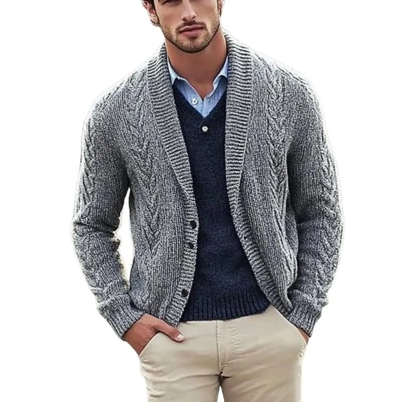 Men's Vintage Casual Loose Shawl Collar Button Cardigan 05516638K sold by Manly