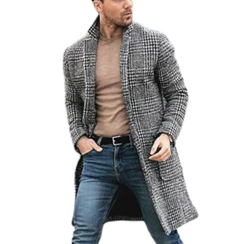 Men's Mid-length Plaid Woolen Coat 02038439F sold by Manly product image thumbnail 2