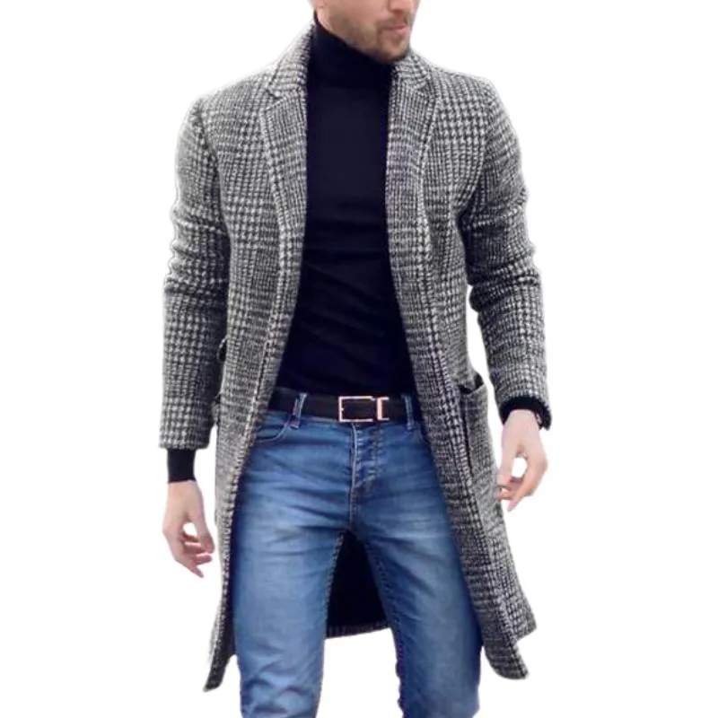 Men's Mid-length Plaid Woolen Coat 02038439F sold by Manly