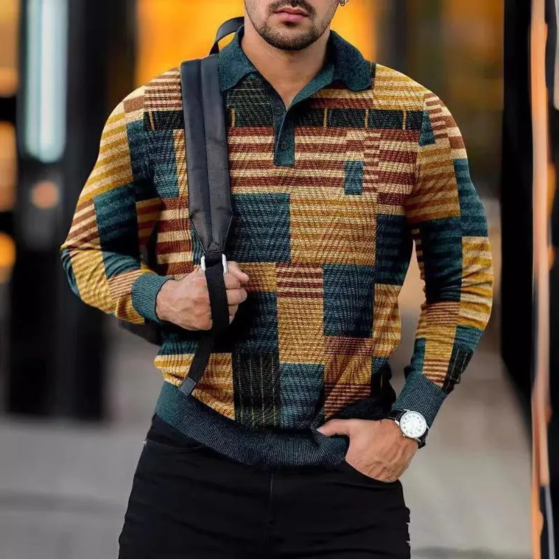 Men's Printed Casual Zipper Long Sleeve Polo Shirt 21020557X sold by Manly product image thumbnail 5