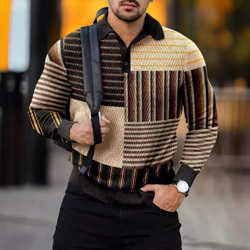 Men's Printed Casual Zipper Long Sleeve Polo Shirt 21020557X sold by Manly product image thumbnail 3