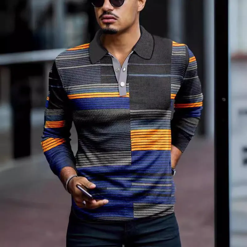 Men's Printed Casual Zipper Long Sleeve Polo Shirt 21020557X sold by Manly product image thumbnail 4