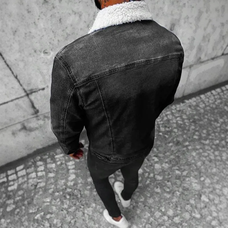 Men's Polar Fleece Composite Lapel Denim Jacket 77231371X sold by Manly product image thumbnail 5