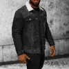 Men's Polar Fleece Composite Lapel Denim Jacket 77231371X sold by Manly