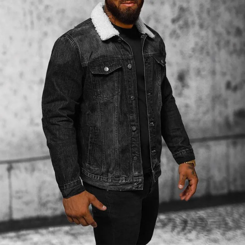 Men's Polar Fleece Composite Lapel Denim Jacket 77231371X sold by Manly product image thumbnail 4