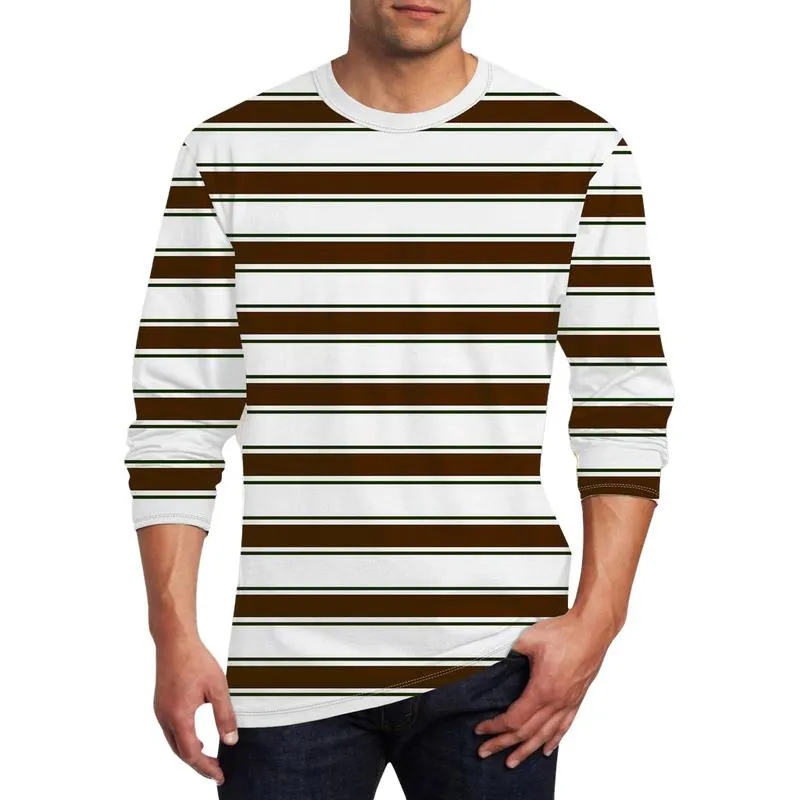Men's Round Neck Printed Striped Long Sleeve T-shirt 87114175X sold by Manly