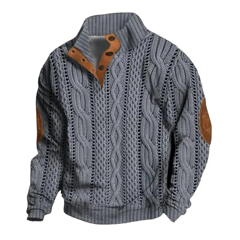 Men's Knitted Cable Collar Sweater 38634208X sold by Manly