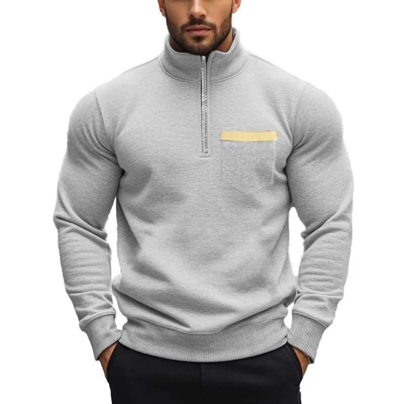 Men's Casual Zipper Stand Collar Solid Color Sweatshirt 21133783X sold by Manly
