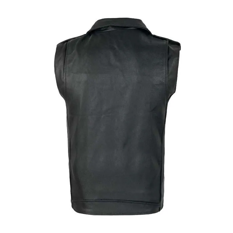 Men's Vintage Leather Lapel Biker Zipper Vest 95343066K sold by Manly product image thumbnail 3