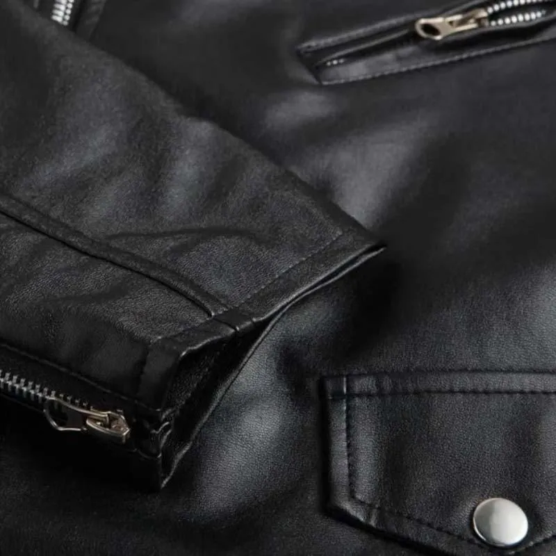 Men's Vintage Leather Lapel Biker Zipper Vest 95343066K sold by Manly product image thumbnail 5