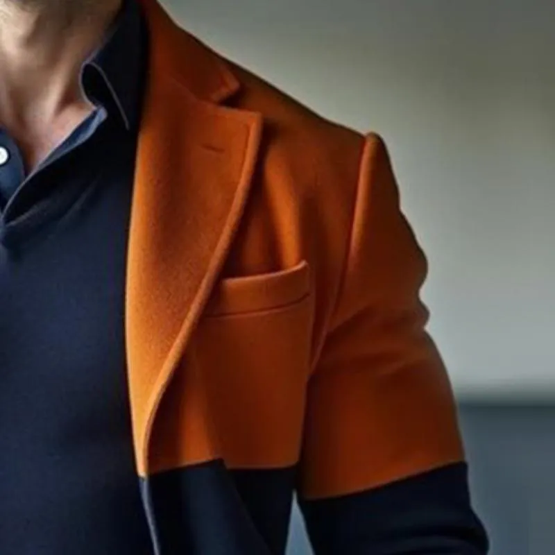 Men's Retro Casual Colorblock Fleece Simple Blazer 89964066TO sold by Manly product image thumbnail 3