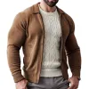 Men's Retro Casual Solid Color Zipper Lapel Knitted Cardigan 19798024TO sold by Manly