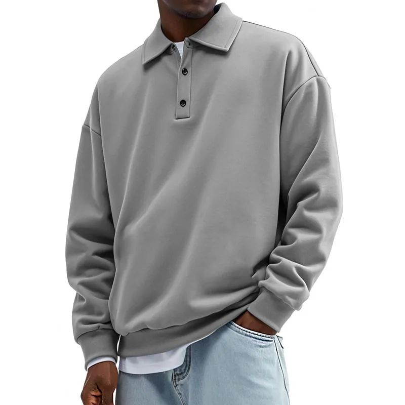 Men's Solid Color Loose Lapel Long Sleeve Casual Sweatshirt 76238792Z sold by Manly product image thumbnail 3