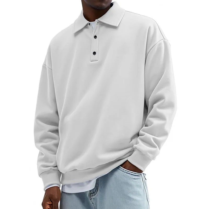 Men's Solid Color Loose Lapel Long Sleeve Casual Sweatshirt 76238792Z sold by Manly product image thumbnail 5