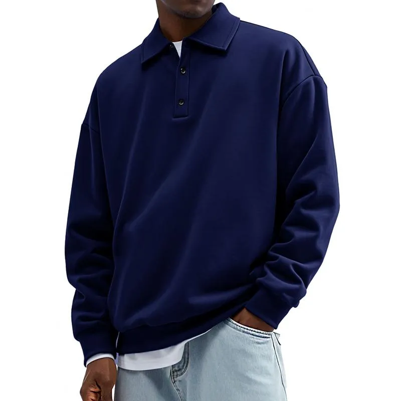 Men's Solid Color Loose Lapel Long Sleeve Casual Sweatshirt 76238792Z sold by Manly product image thumbnail 2