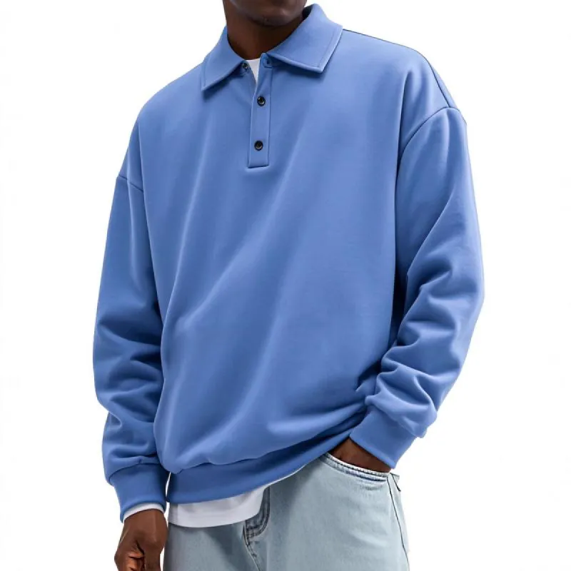 Men's Solid Color Loose Lapel Long Sleeve Casual Sweatshirt 76238792Z sold by Manly