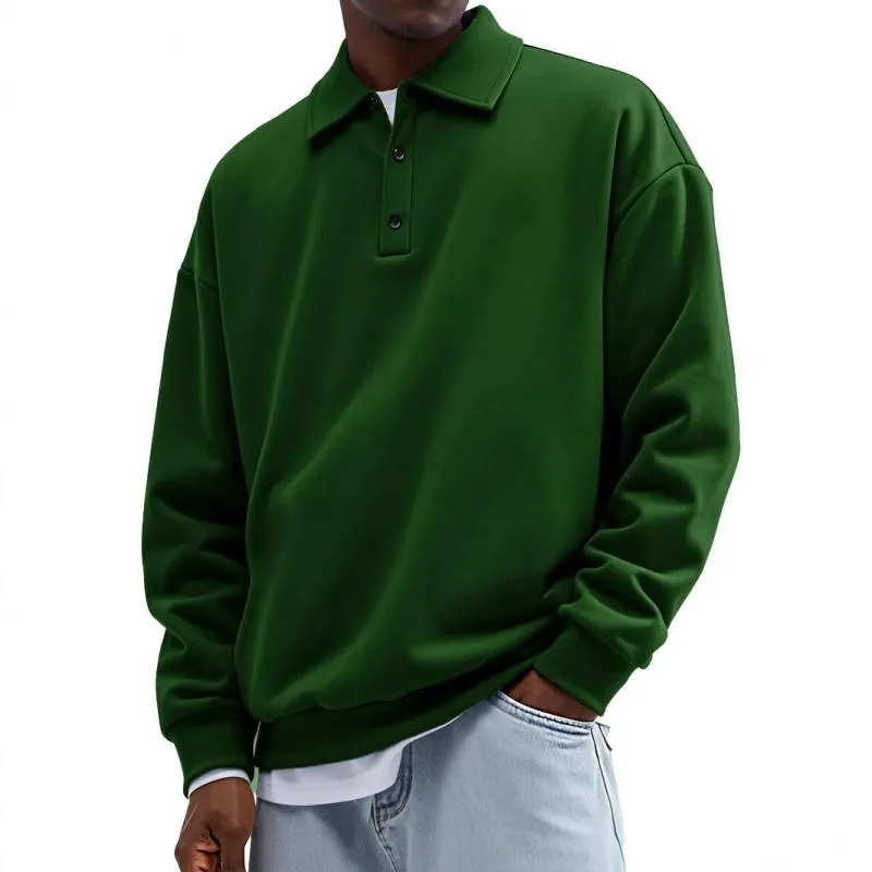 Men's Solid Color Loose Lapel Long Sleeve Casual Sweatshirt 76238792Z sold by Manly product image thumbnail 4