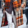 Men's Retro Woolen Colorful Plaid Print Lapel Single Breasted Mid-Length Coat 87946740Y sold by Manly