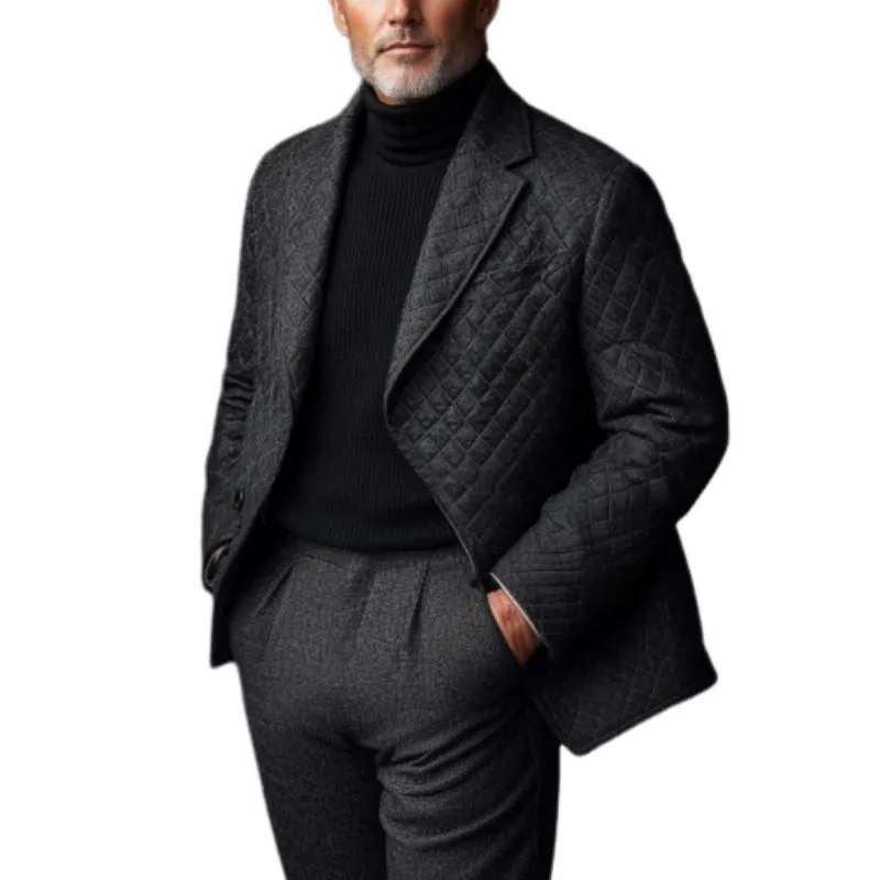 Men's Vintage Business Quilted Padded Single Breasted Blazer 21186212Y sold by Manly