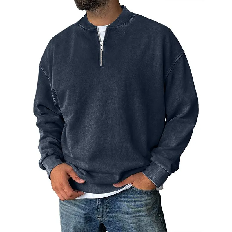 Men's Solid Color Loose Zipper Collar Long Sleeve Casual Sweatshirt 66642659Z sold by Manly product image thumbnail 2