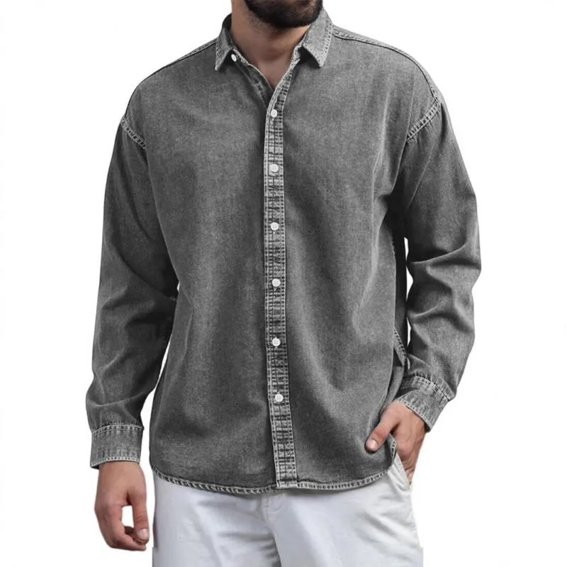 Men's Solid Color Lapel Long Sleeve Casual Shirt 17378535Z sold by Manly product image thumbnail 5