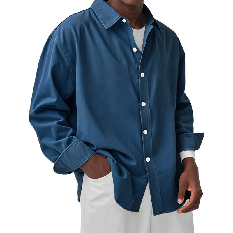 Men's Solid Color Lapel Long Sleeve Casual Shirt 20644646Z sold by Manly product image thumbnail 3
