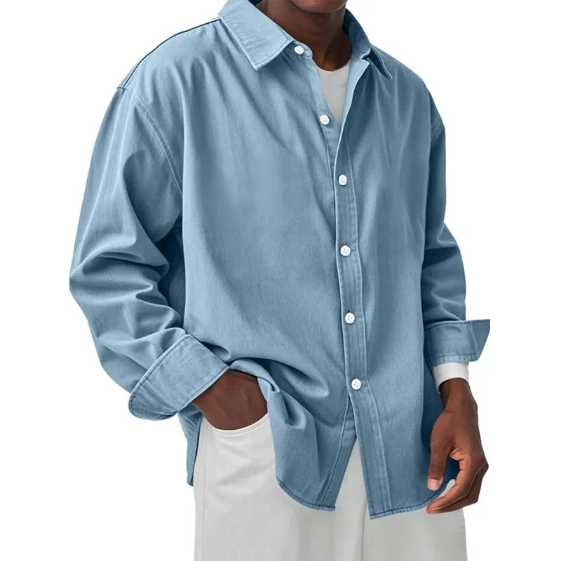 Men's Solid Color Lapel Long Sleeve Casual Shirt 20644646Z sold by Manly product image thumbnail 4