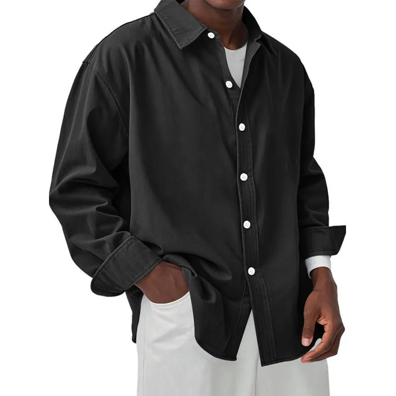 Men's Solid Color Lapel Long Sleeve Casual Shirt 20644646Z sold by Manly product image thumbnail 2