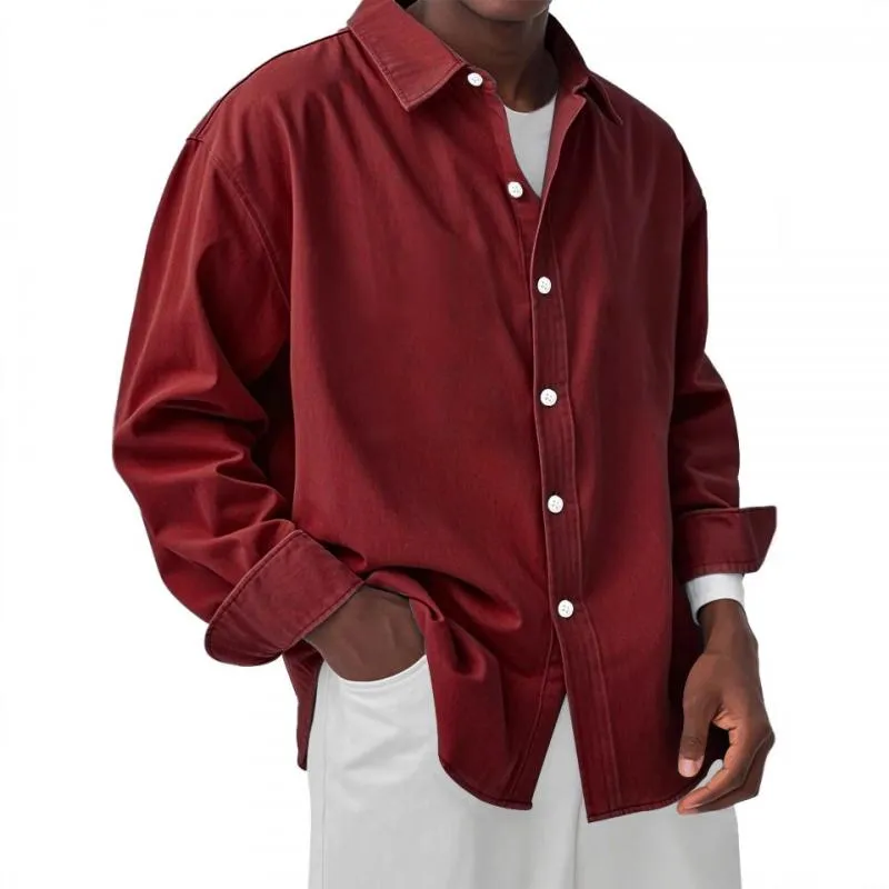 Men's Solid Color Lapel Long Sleeve Casual Shirt 20644646Z sold by Manly product image thumbnail 5