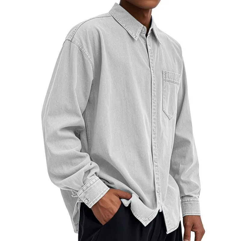 Men's Solid Color Lapel Long Sleeve Casual Shirt 19583105Z sold by Manly product image thumbnail 3