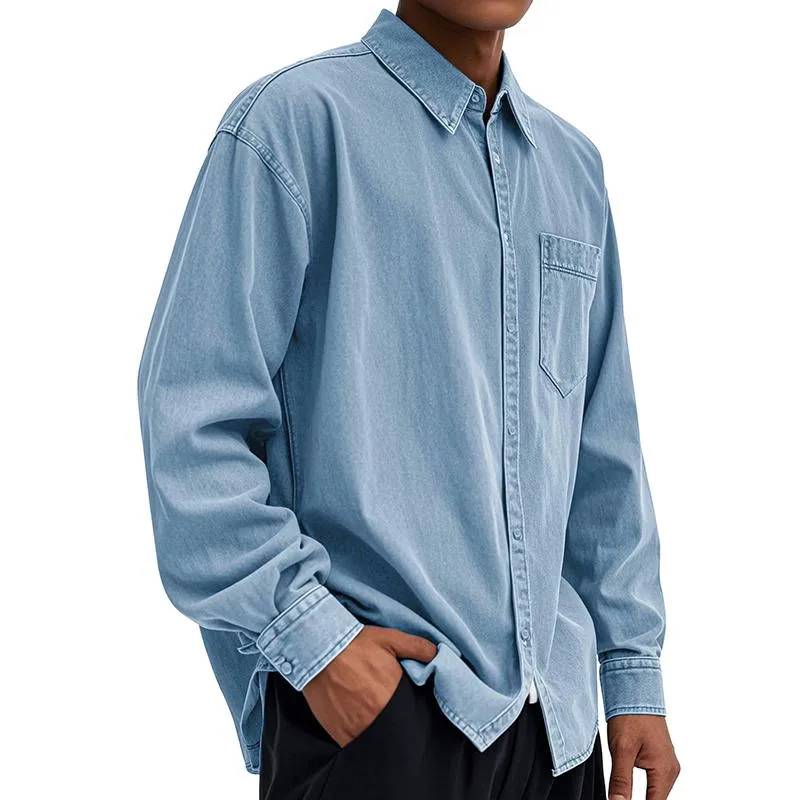 Men's Solid Color Lapel Long Sleeve Casual Shirt 19583105Z sold by Manly product image thumbnail 5