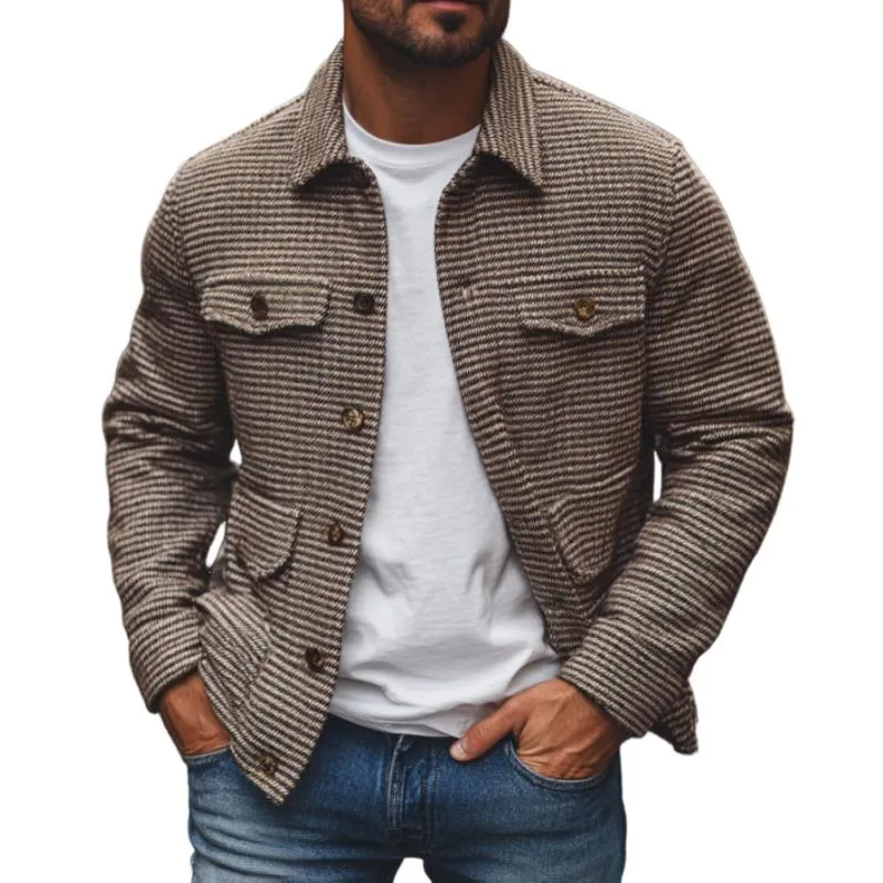 Men's Vintage Houndstooth Lapel Flap Pocket Shirt Jacket 31397097M sold by Manly