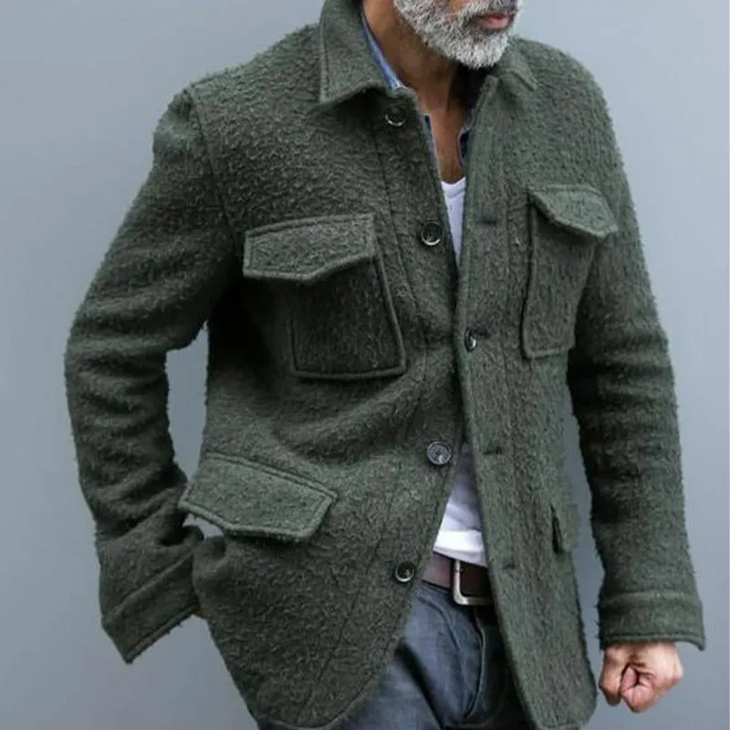 Men's Army Green Brushed Multi-Pocket Jacket 54523947U sold by Manly product image thumbnail 2