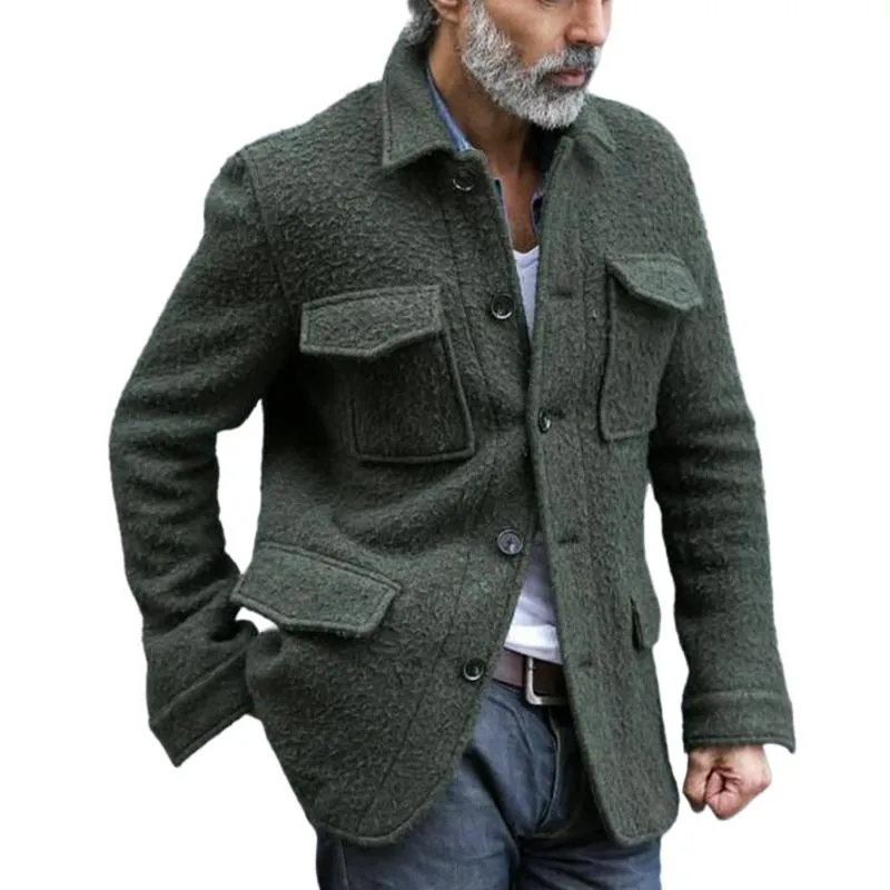 Men's Army Green Brushed Multi-Pocket Jacket 54523947U sold by Manly
