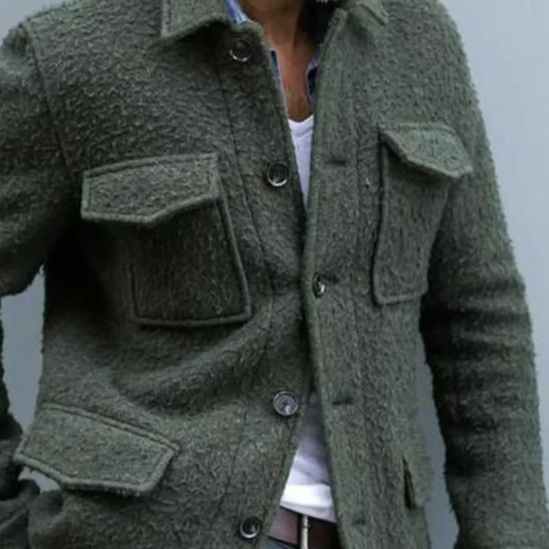 Men's Army Green Brushed Multi-Pocket Jacket 54523947U sold by Manly product image thumbnail 3