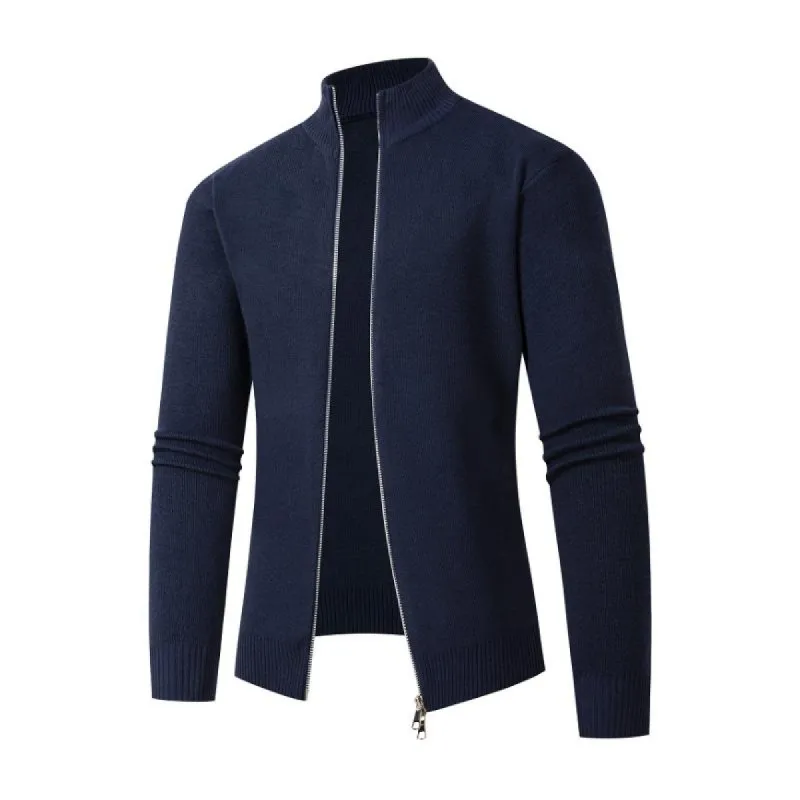 Men's Casual Solid Color Stand Collar Zipper Knit Cardigan 18321351M sold by Manly