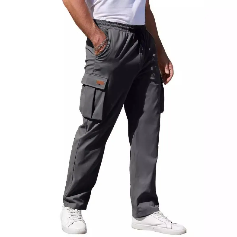 Men's Casual Polyester Cotton Drawstring Multi-Pocket Overalls 93793884F sold by Manly