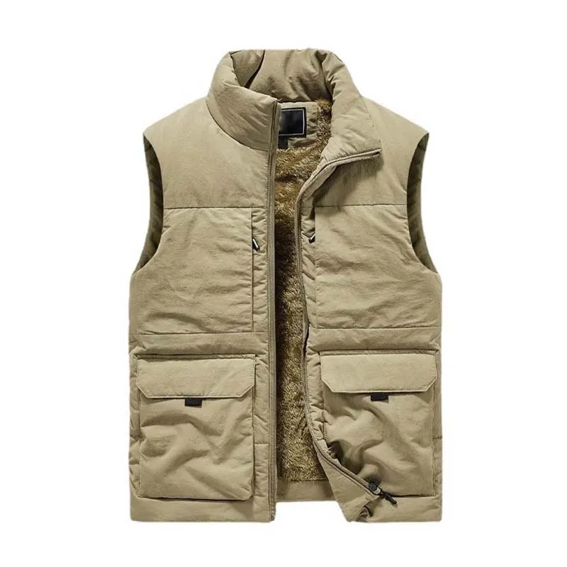 Men's Casual Fleece Stand Collar Thick Workwear Multi-pocket Vest 87500241K sold by Manly product image thumbnail 4