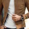 Men's Solid Suede Stand Collar Zip-Up Jacket 55369231X sold by Manly