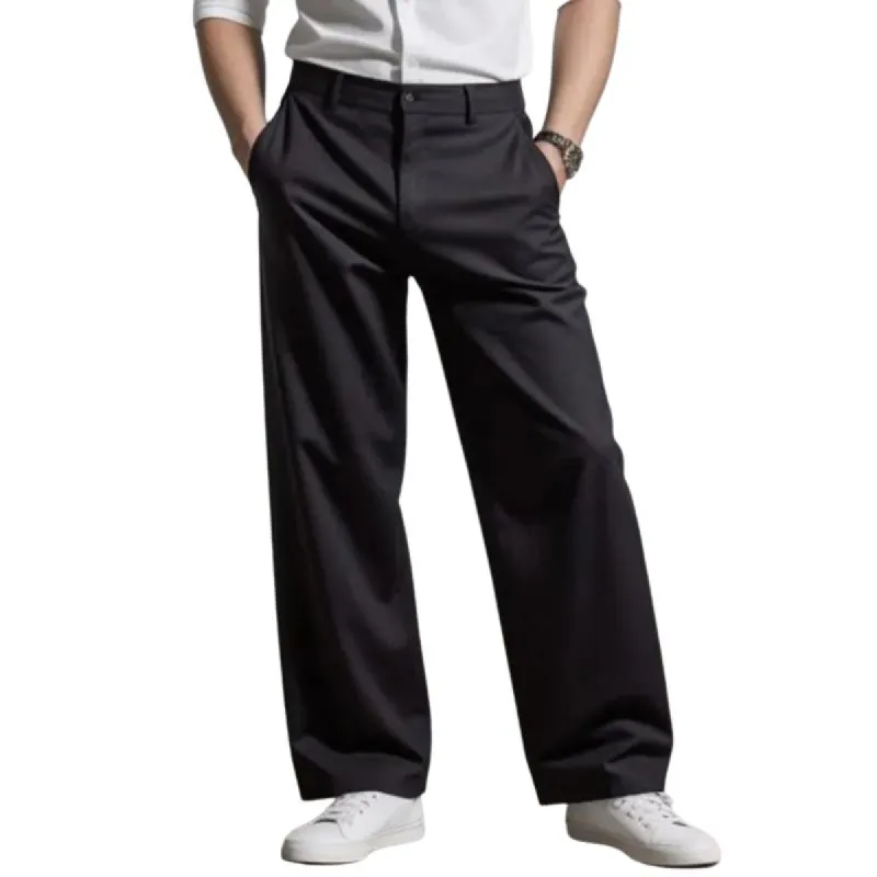 Men's Solid Color Loose Straight Suit Pants 62762310Z sold by Manly