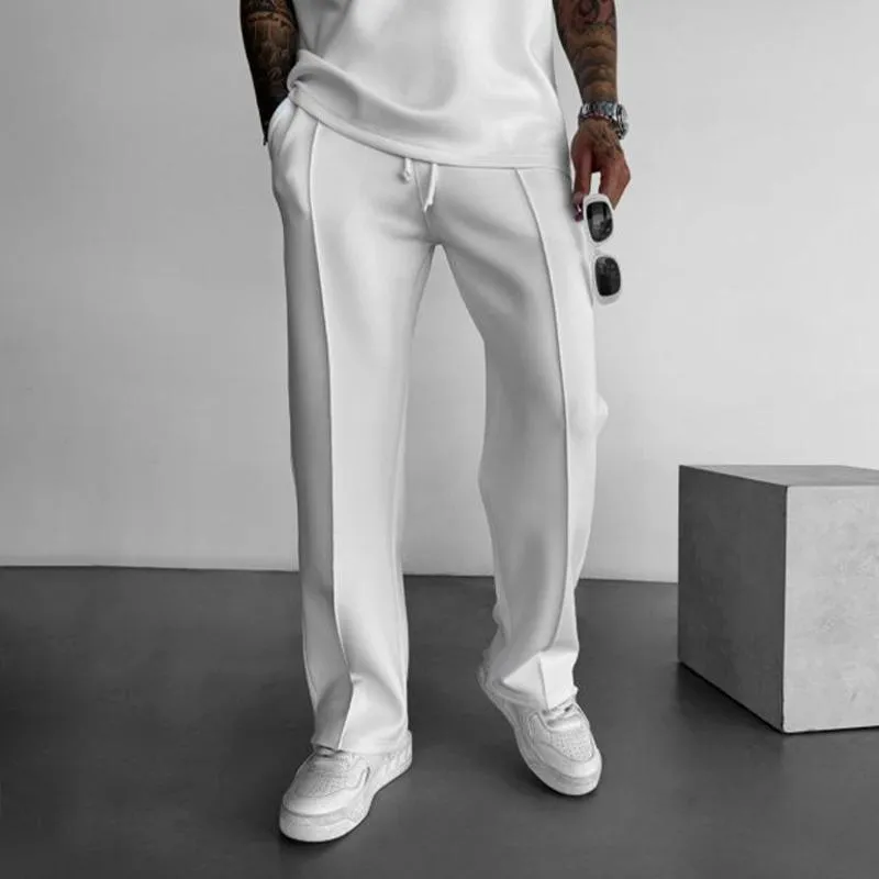 Men's Solid Color Elastic Waist Straight Casual Pants 98511676Z sold by Manly product image thumbnail 2