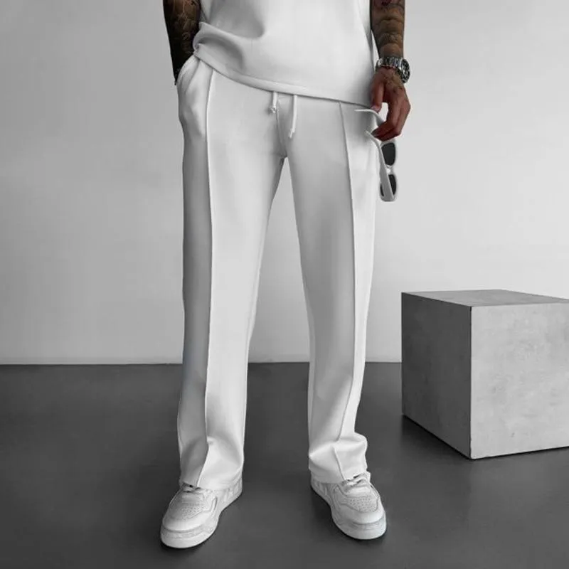 Men's Solid Color Elastic Waist Straight Casual Pants 98511676Z sold by Manly product image thumbnail 3