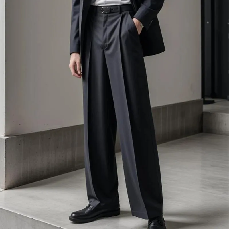 Men's Solid Color Loose Straight Suit Pants 93653429Z sold by Manly product image thumbnail 3