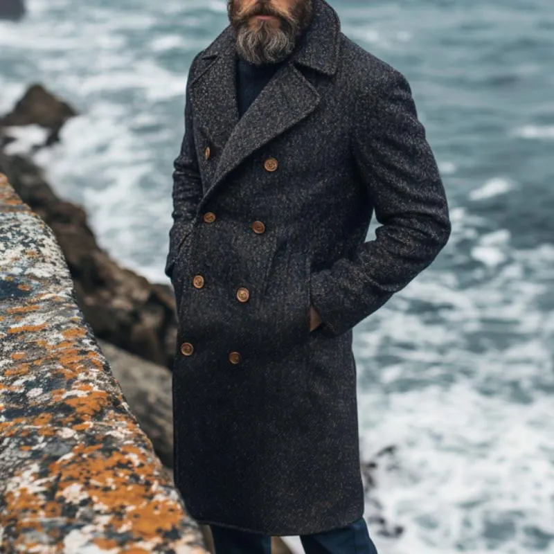 Men's Vintage Wool Blended Notch Lapel Double-breasted Knee-length Coat 90904325M sold by Manly product image thumbnail 2